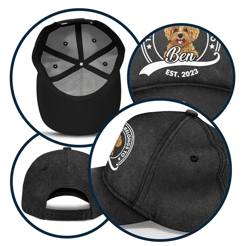 This Human Dog Dad Belongs To - Personalized Classic Cap - Image 5