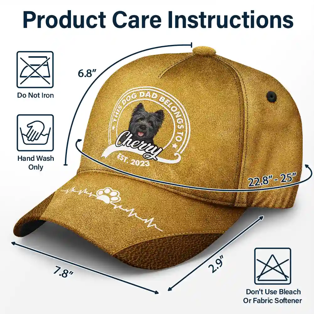 This Human Dog Dad Belongs To - Personalized Classic Cap - Image 6
