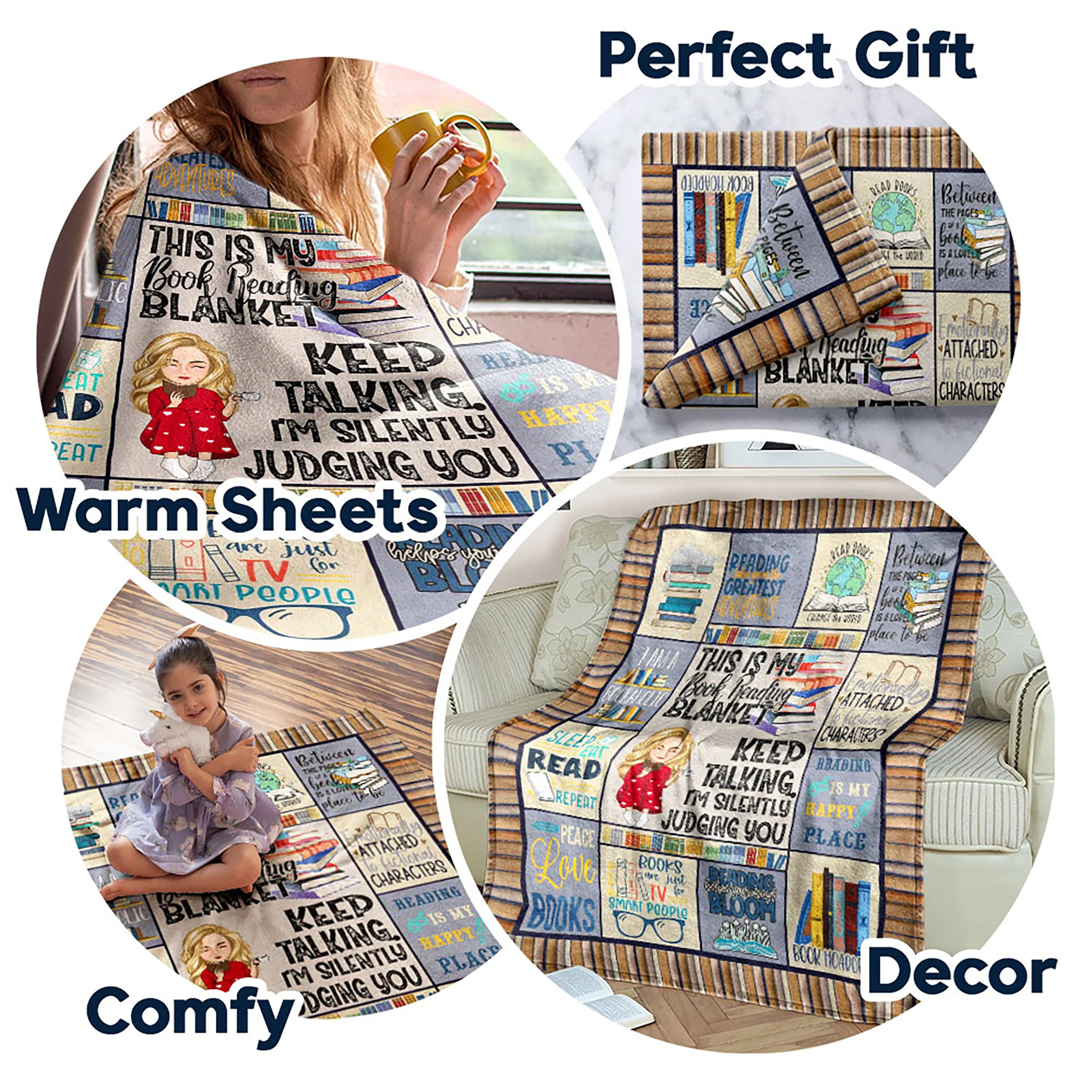 This Is My Book Reading Blanket - Personalized Fleece Blanket, Sherpa Blanket - Image 6