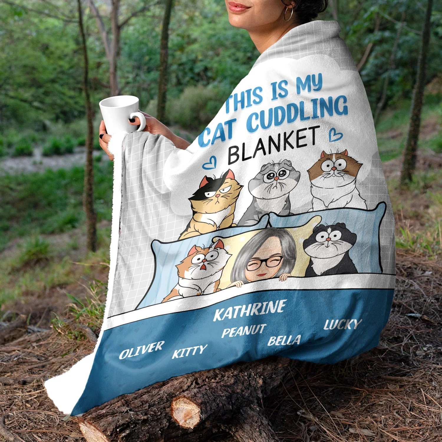 This Is My Cat Cuddling Cozy - Gift For Cat Lovers - Personalized Fleece Blanket, Sherpa Blanket - Image 5