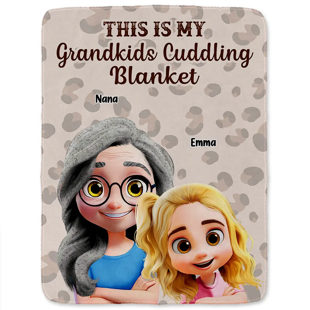This Is My Grandkids Cuddling Blanket - Personalized Fleece Blanket, Sherpa Blanket - Image 2