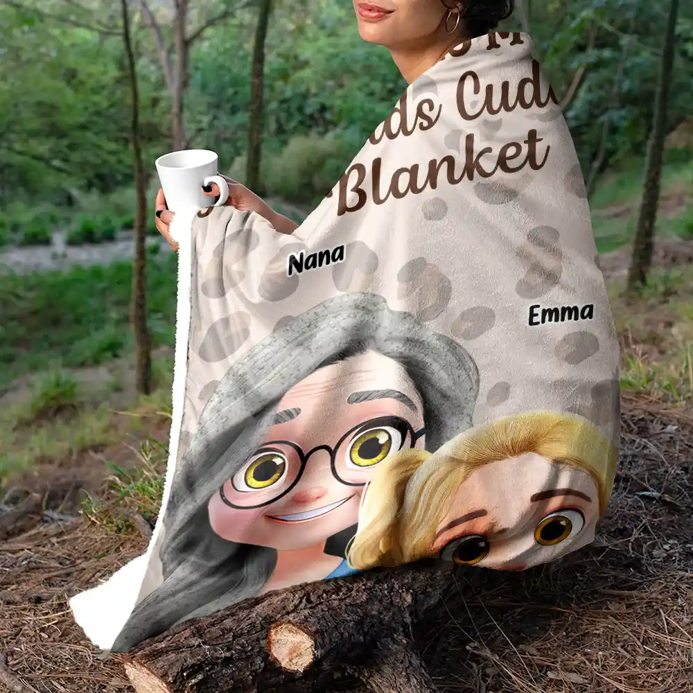 This Is My Grandkids Cuddling Blanket - Personalized Fleece Blanket, Sherpa Blanket - Image 5