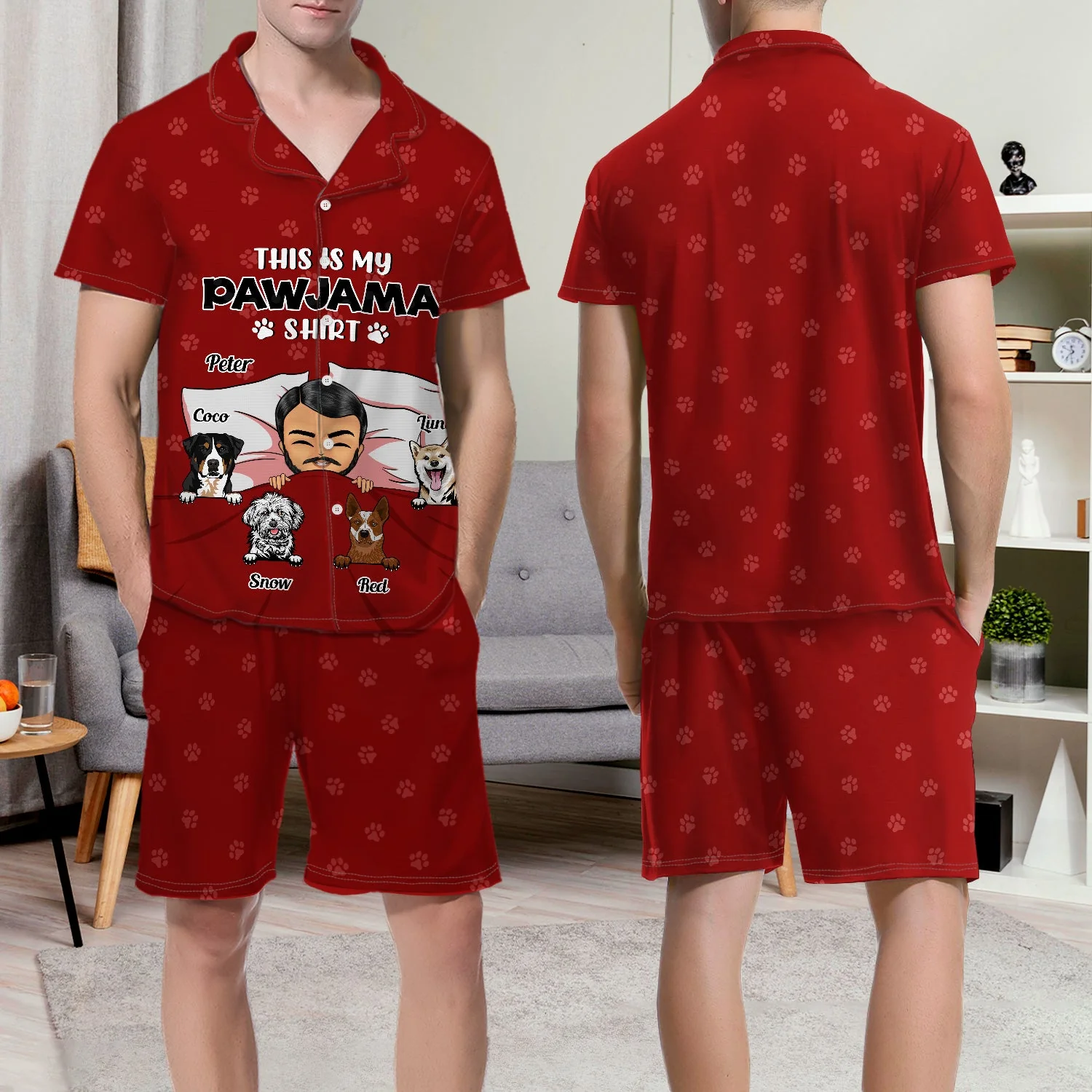 This Is My Pawjama Shirt - Gift For Dog Lovers, Dog Moms, Dog Dads - Personalized Short Pajamas Set - Image 5