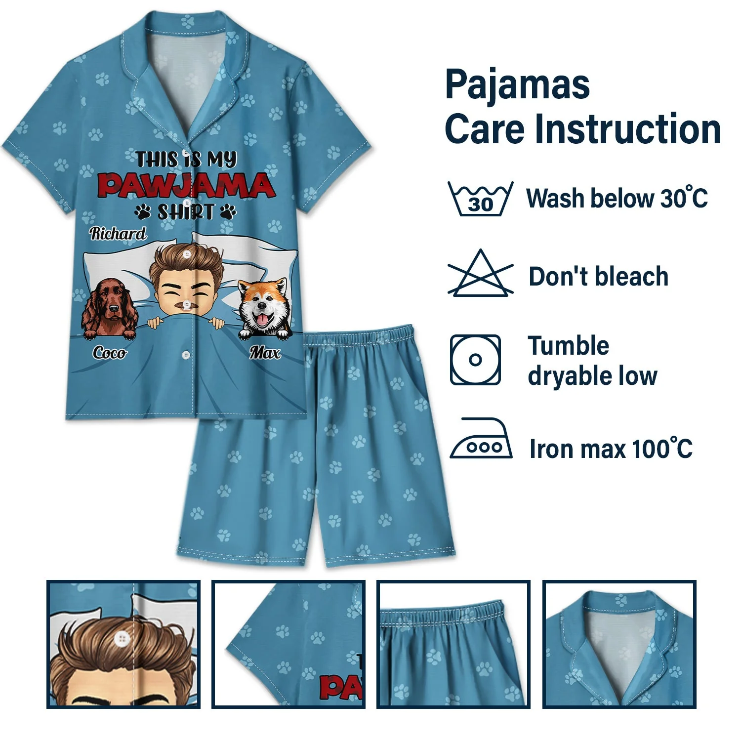 This Is My Pawjama Shirt - Gift For Dog Lovers, Dog Moms, Dog Dads - Personalized Short Pajamas Set - Image 6