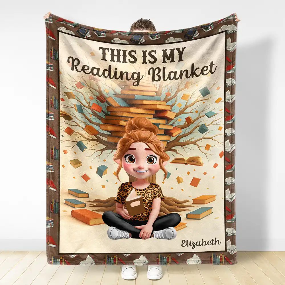 This Is My Reading Blanket 3D Effect - Personalized Fleece Blanket, Sherpa Blanket - Image 3