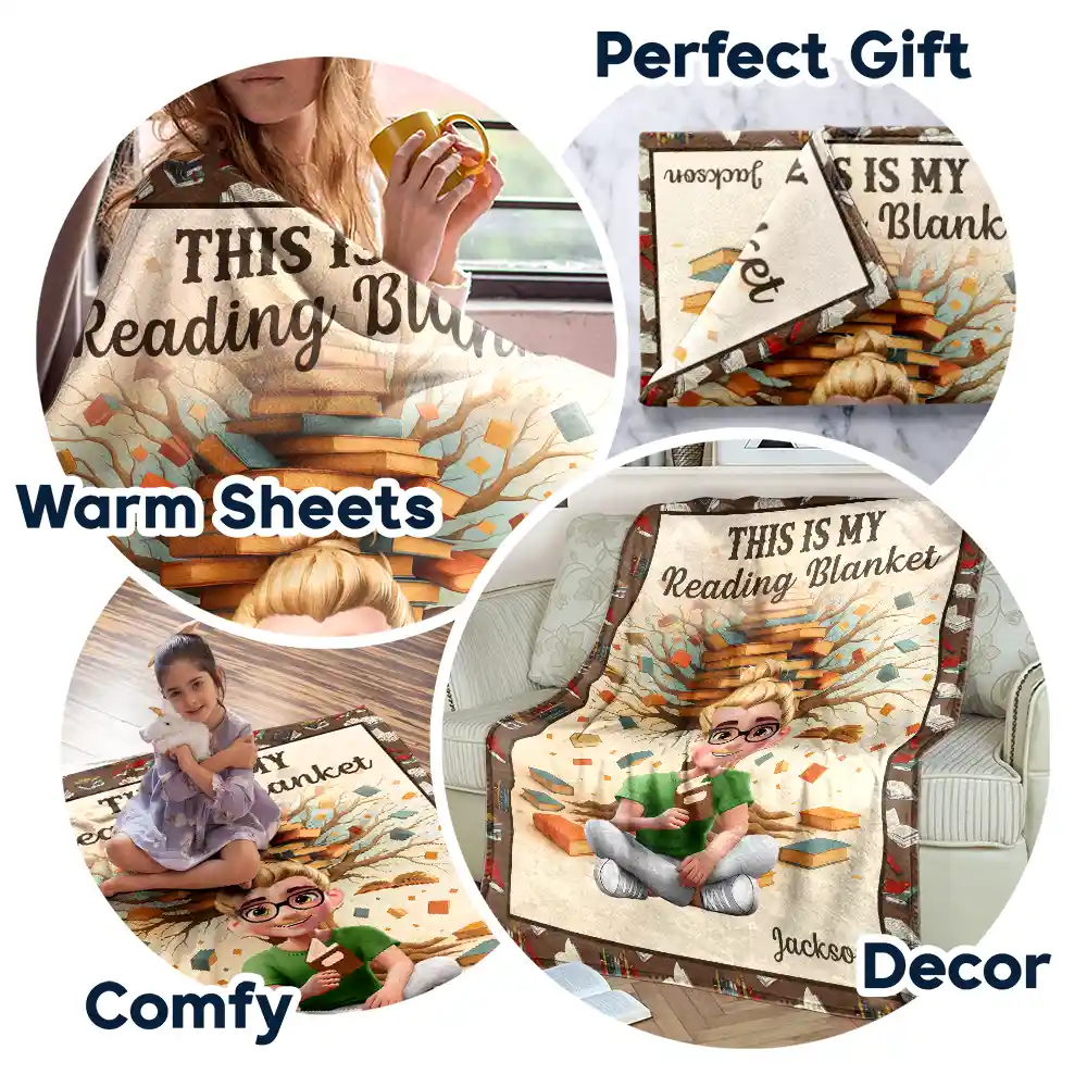 This Is My Reading Blanket 3D Effect - Personalized Fleece Blanket, Sherpa Blanket - Image 7