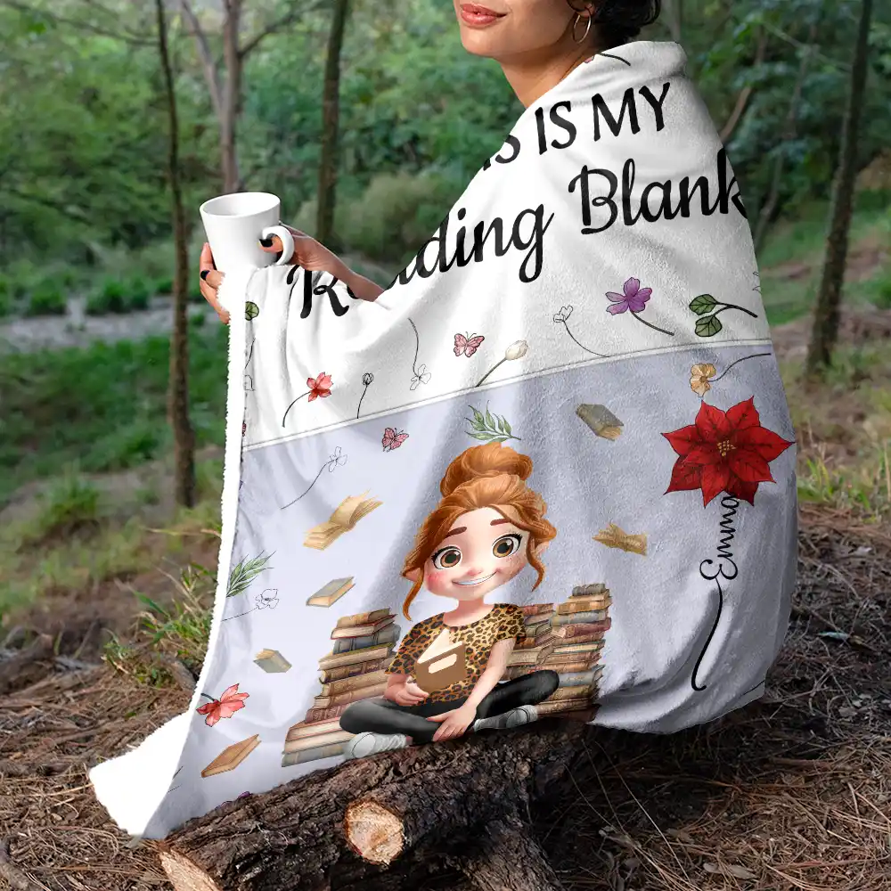 This Is My Reading Blanket Colorful Birth Month Flower - Personalized Fleece Blanket, Sherpa Blanket - Image 5
