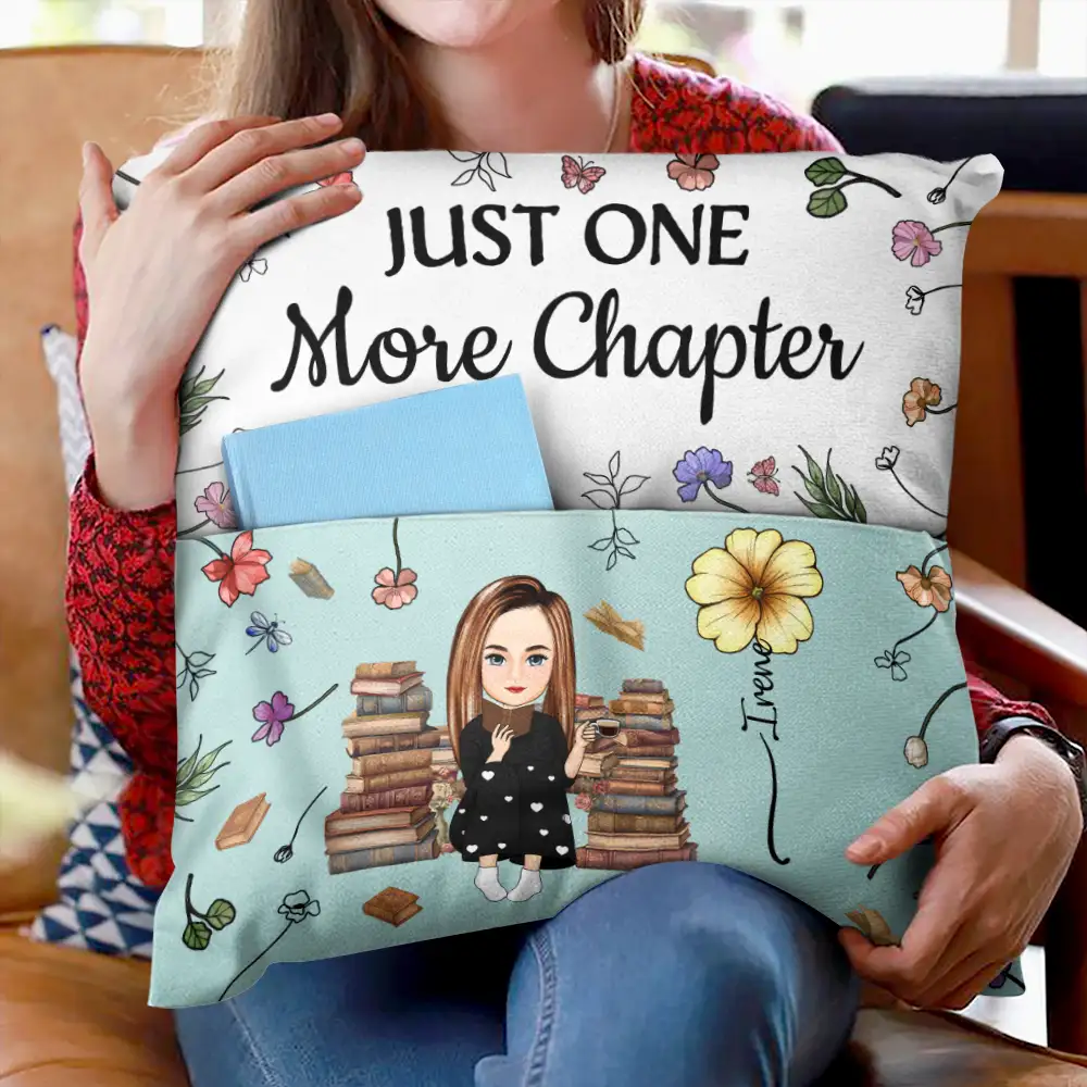 This Is My Reading Pillow Cartoon Version Birth Month Flower - Personalized Pocket Pillow - Image 2