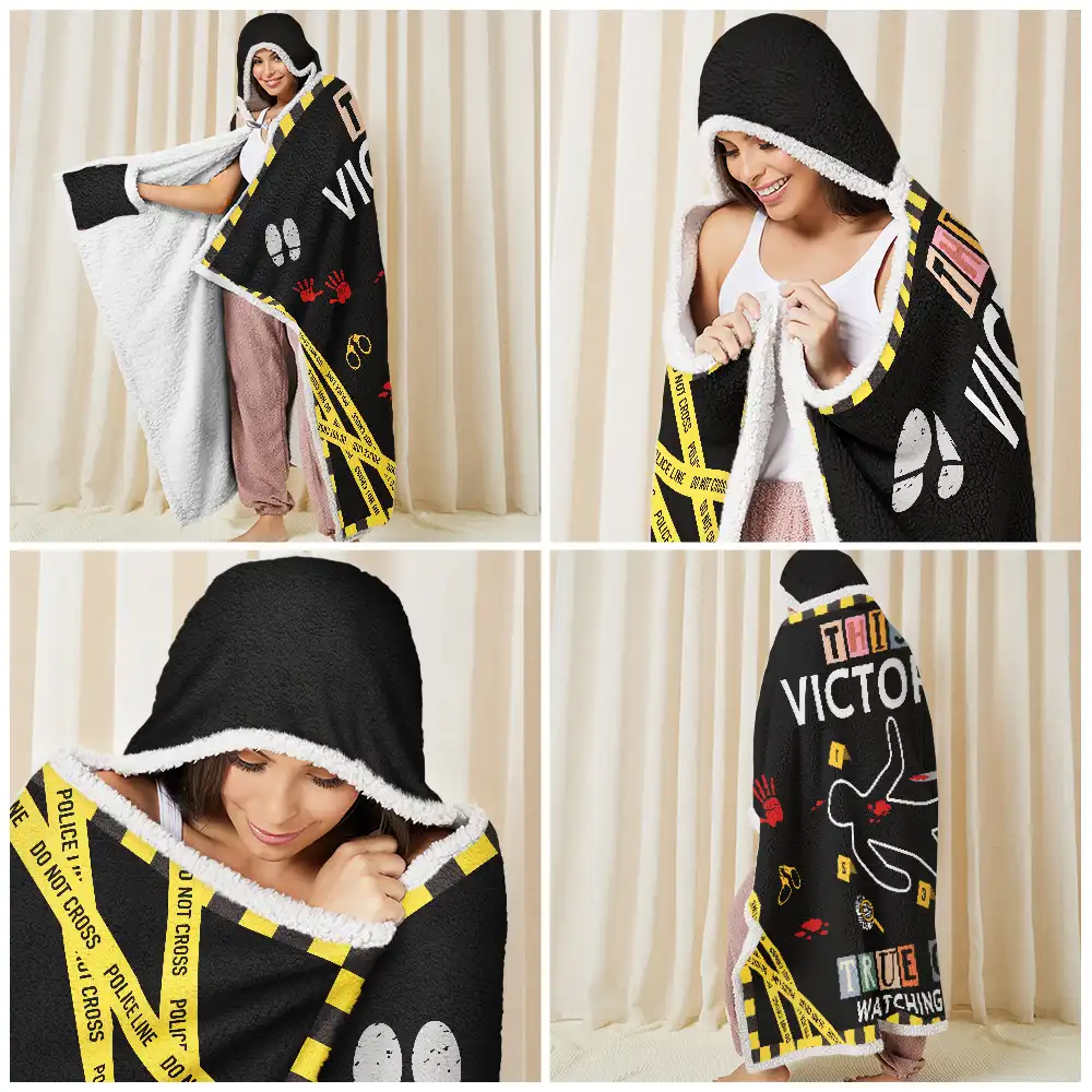 This Is My True Crime Watching Blanket - Personalized Wearable Hooded Blanket - Image 6