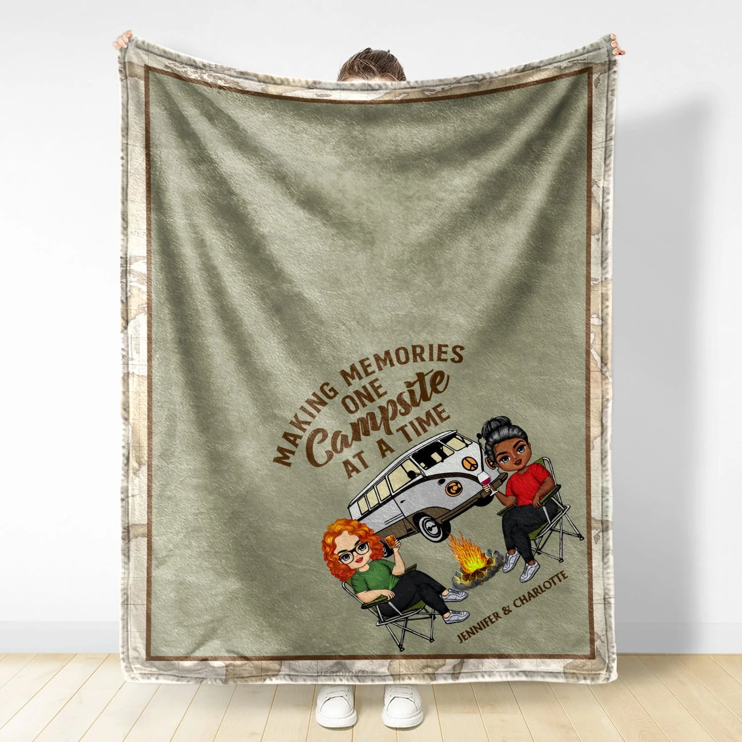 This Is Our Camping Cuddling Blanket Camping - Anniversary, Birthday Gift For Spouse, Husband, Wife, Boyfriend, Girlfriend - Personalized Custom Fleece Blanket - Image 2