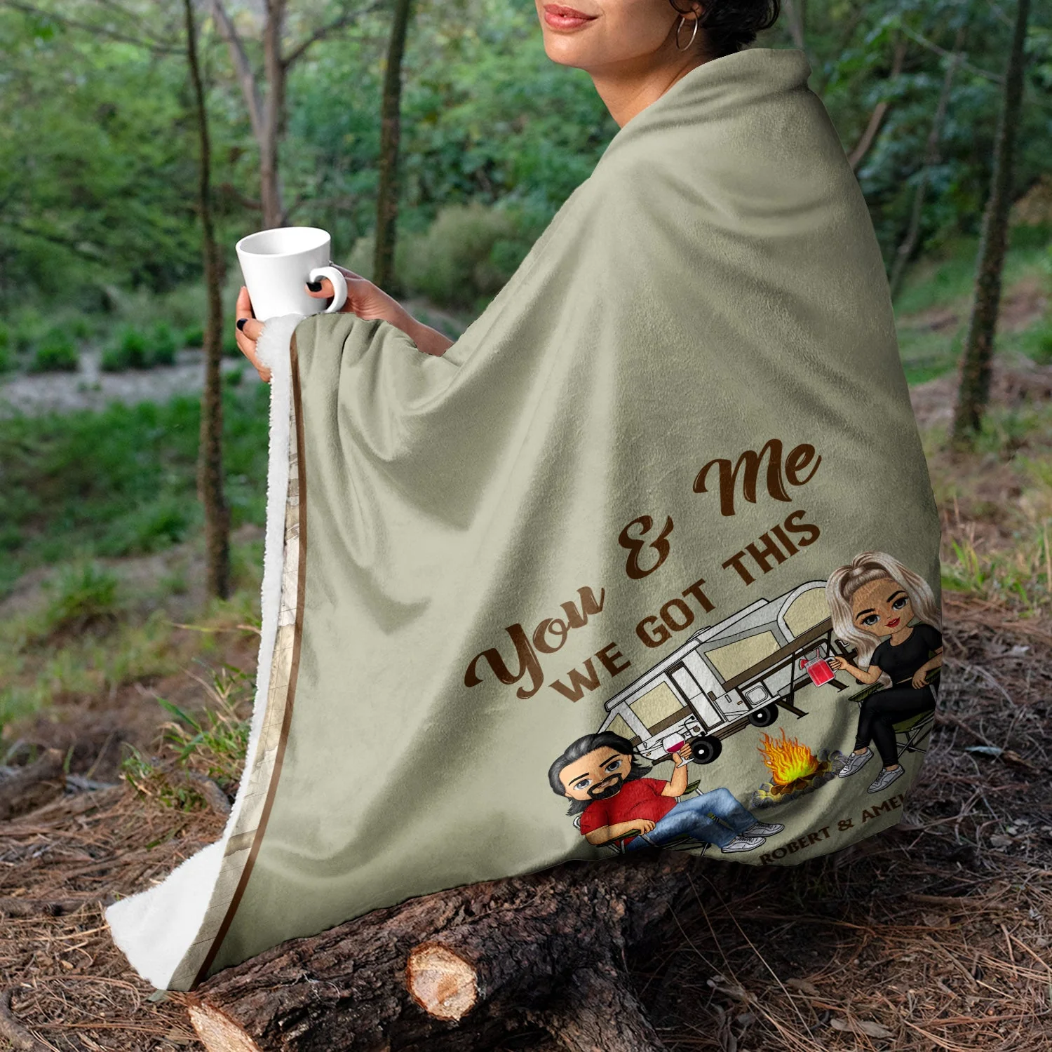 This Is Our Camping Cuddling Blanket Camping - Anniversary, Birthday Gift For Spouse, Husband, Wife, Boyfriend, Girlfriend - Personalized Custom Fleece Blanket - Image 3