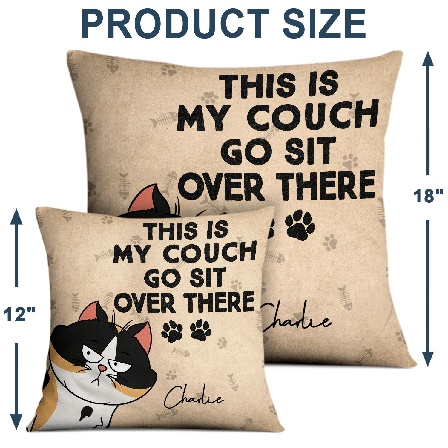 This Is Our Couch Go Sit Over There Funny Cartoon Cat - Gift For Cat Lovers - Personalized Pillow - Image 4