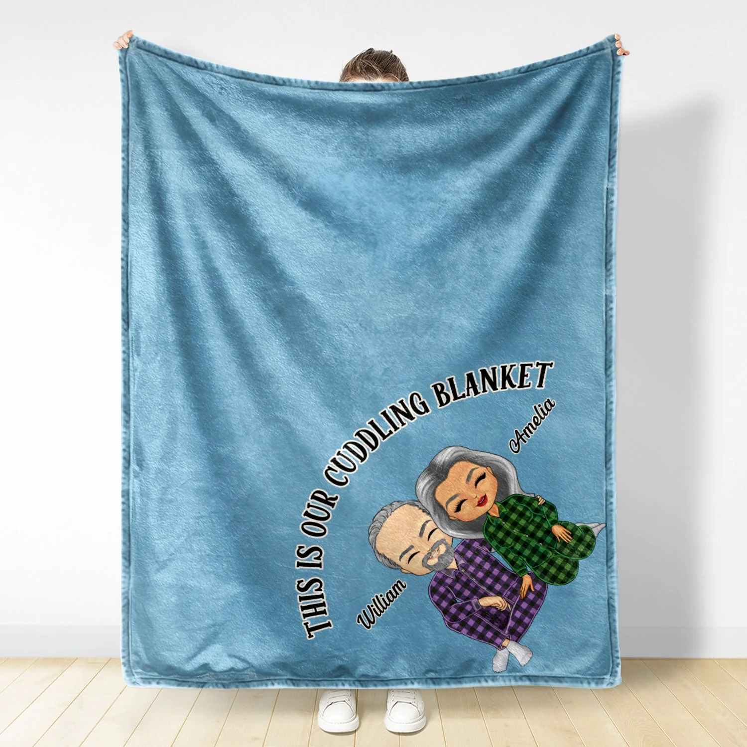 This Is Our Cuddling Blanket Pajamas Couples - Anniversary, Birthday Gift For Spouse, Husband, Wife, Boyfriend, Girlfriend - Personalized Custom Fleece Blanket - Image 2