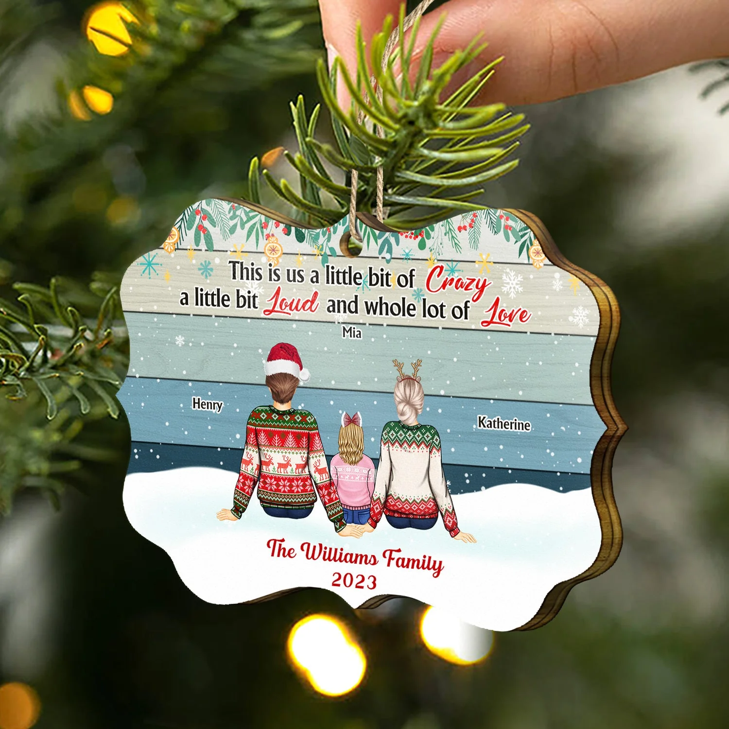 This Is Us A Little Bit Back Vector - Christmas Gift For Family - Personalized Medallion Wooden Ornament - Image 2