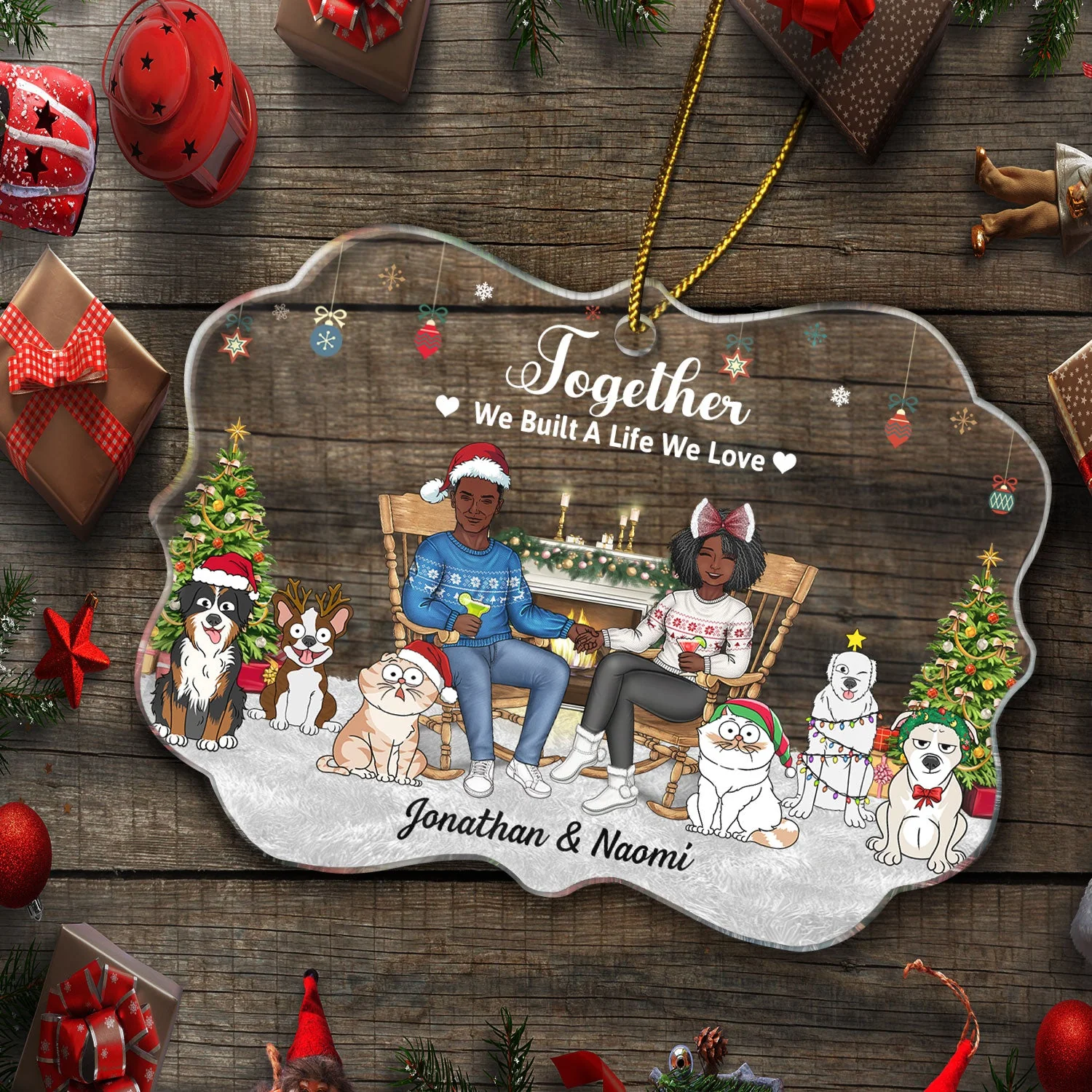 This Is Us A Little Bit Of Crazy - Christmas Gift For Couples, Dog, Cat, Pet Lovers - Personalized Medallion Acrylic Ornament - Image 5