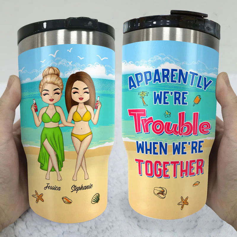 This Is Us And A Whole Lot Of Love - Gift For Bestie - Personalized Custom Triple 3 In 1 Can Cooler - Image 3