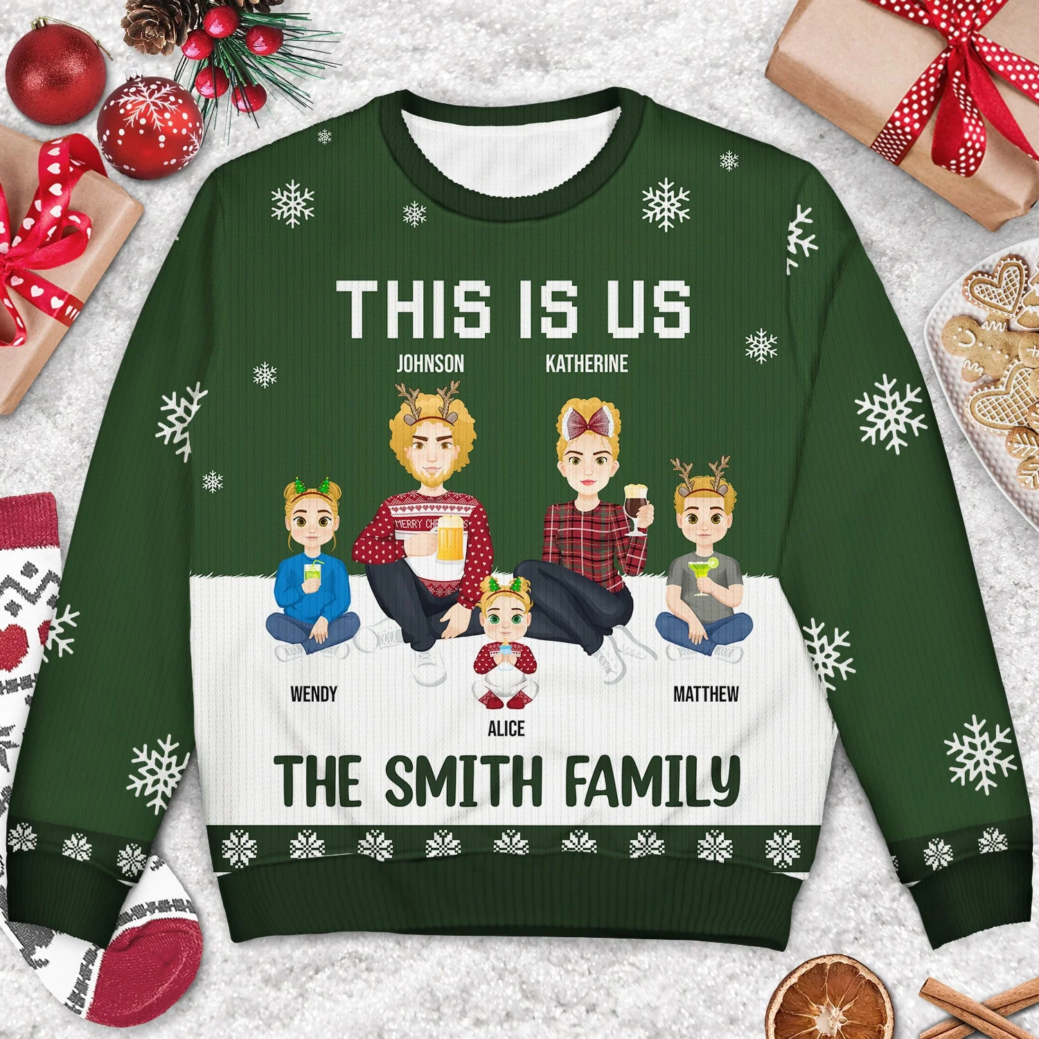 This Is Us - Christmas Gift For Family - Personalized Unisex Ugly Sweater - Image 3