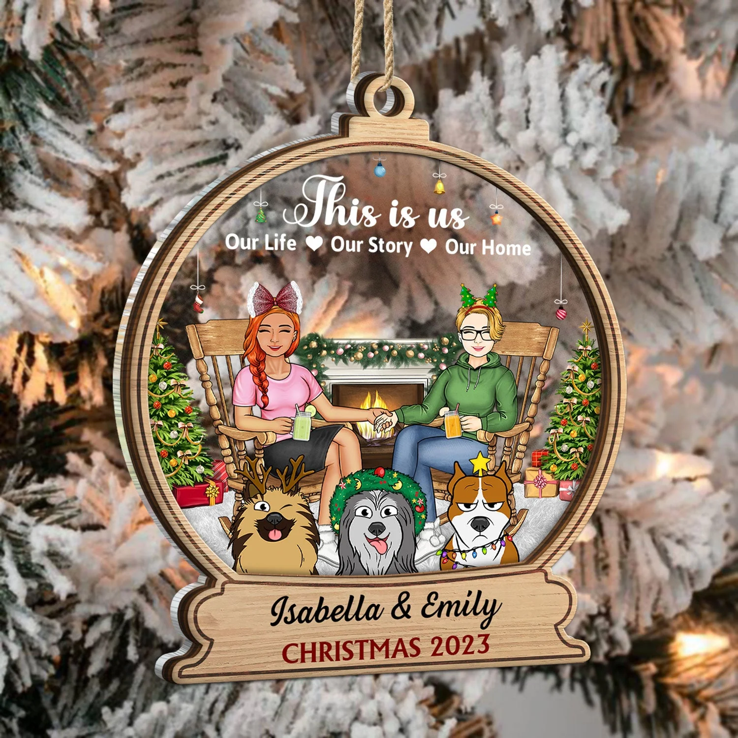 This Is Us Our Home - Christmas Gift For Couples, Dog, Cat, Pet Lovers - Personalized 2-Layered Mix Ornament - Image 3