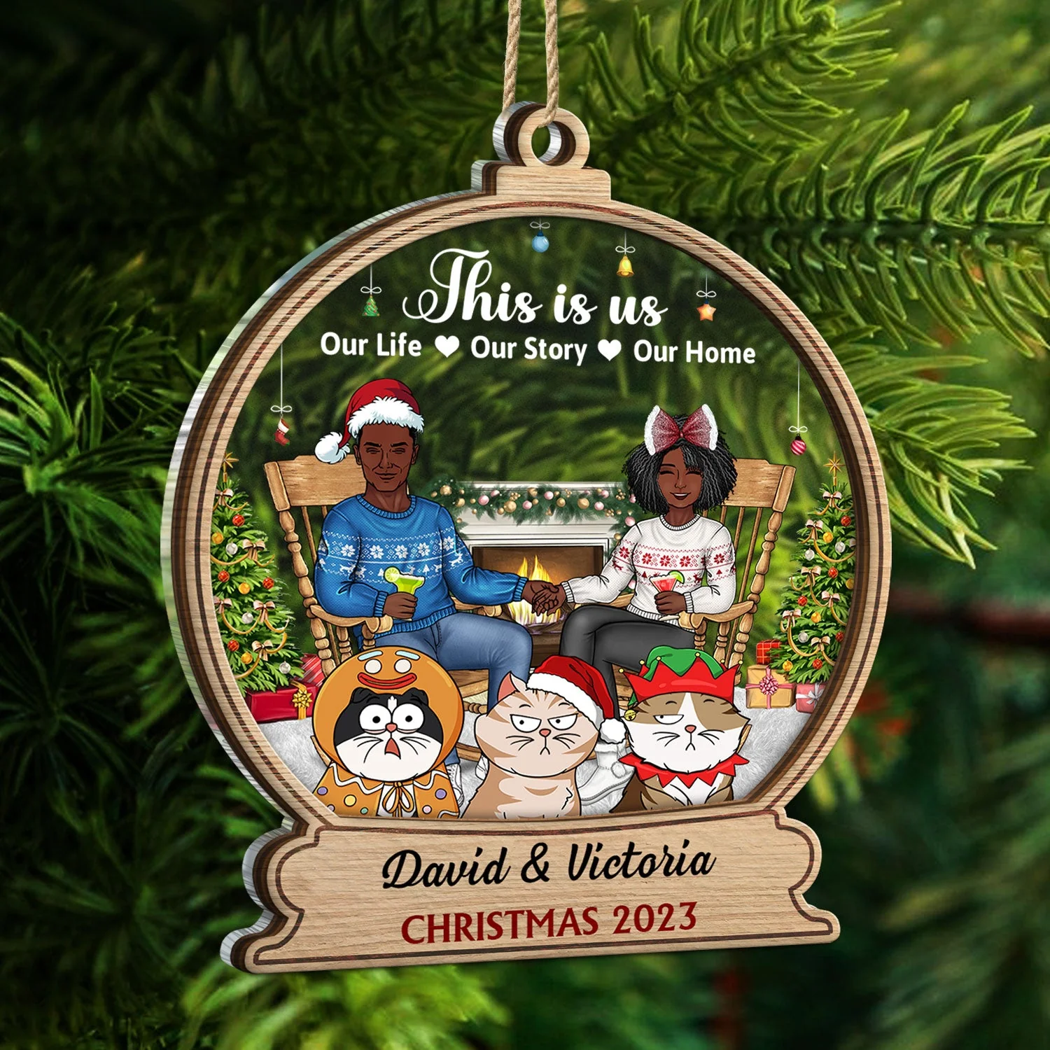 This Is Us Our Home - Christmas Gift For Couples, Dog, Cat, Pet Lovers - Personalized 2-Layered Mix Ornament - Image 5
