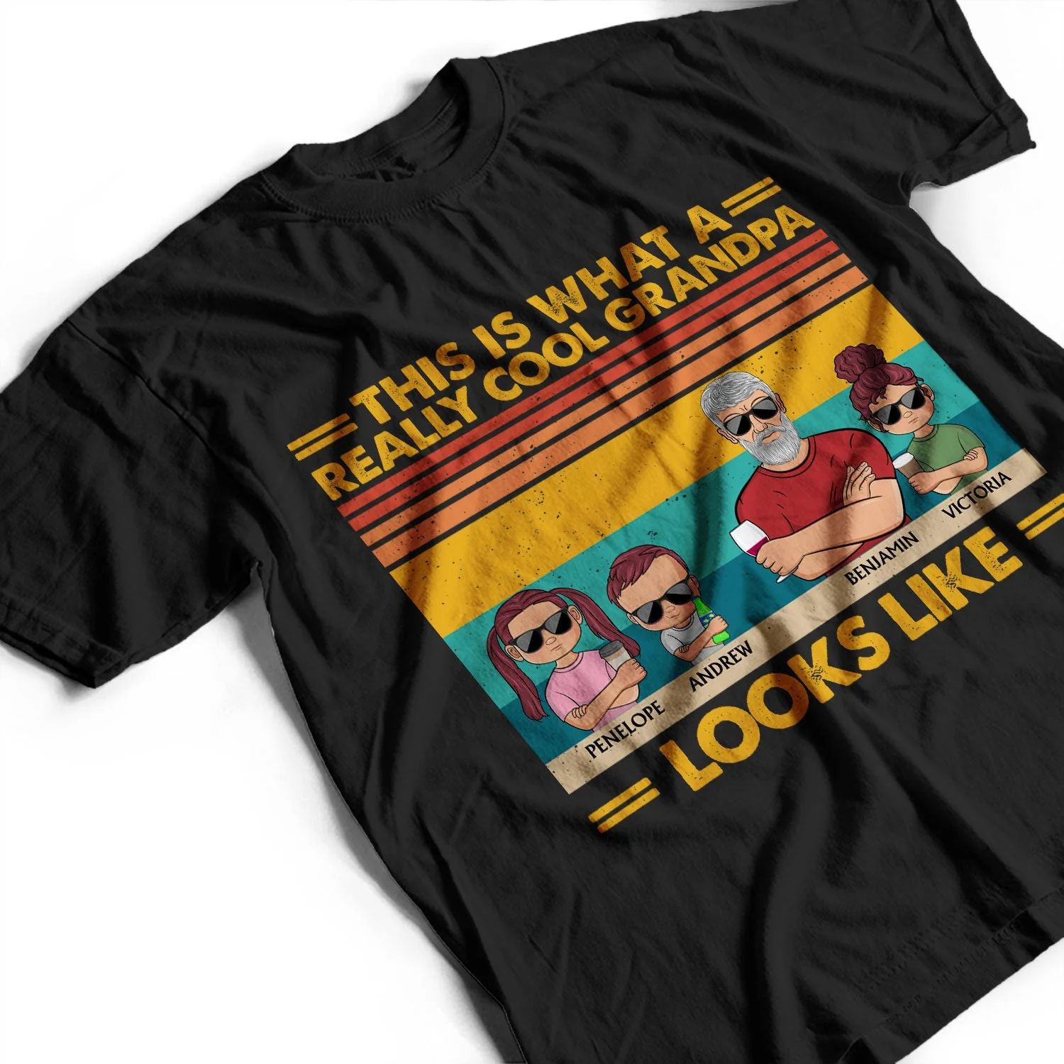 This Is What A Really Cool Grandpa Looks Like Grandparents Grandkids - Funny, Birthday, Family Gift For Grandfather, Granddad - Personalized Custom T Shirt - Image 3