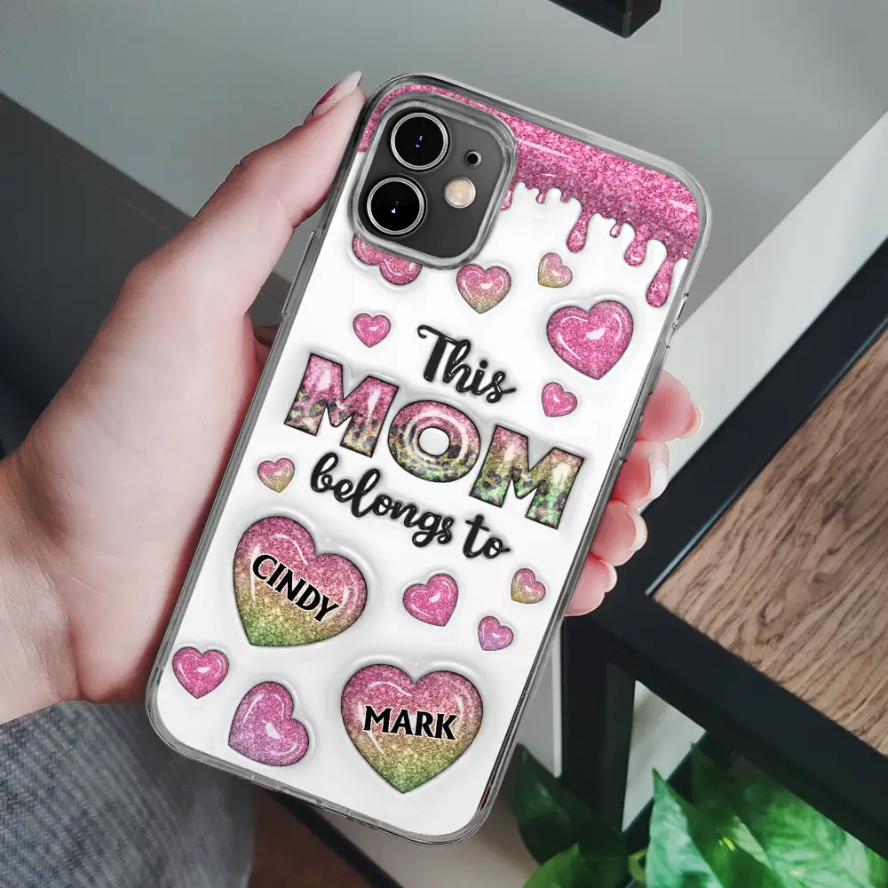 This Mom Grandma Belongs To Heart Icon - 3D Inflated Effect Printed, Personalized Clear Phone Case - Image 6