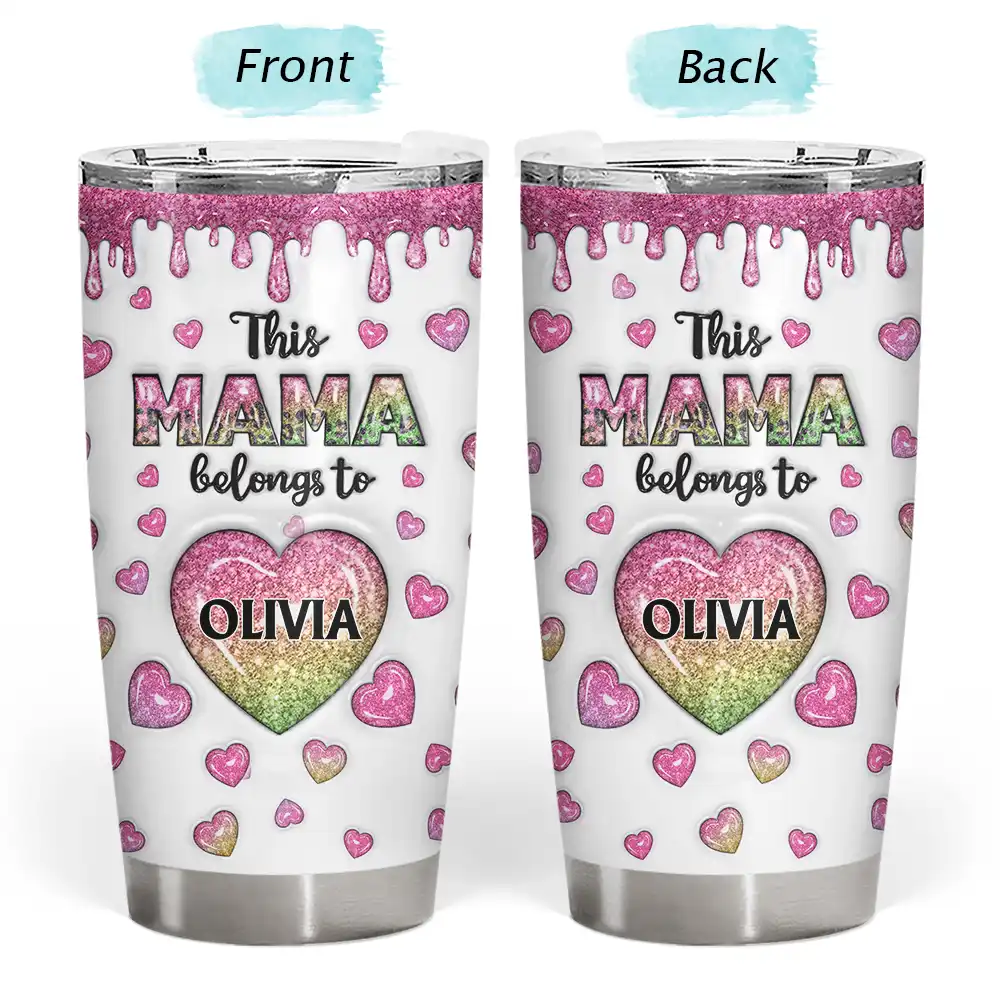 This Mom Grandma Belongs To Heart Icon - 3D Inflated Effect Printed, Personalized Tumbler - Image 3