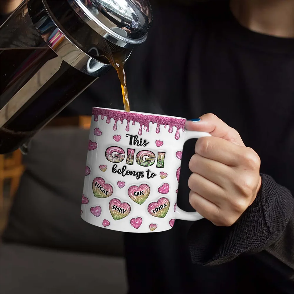 This Mom Grandma Belongs To Heart Icon - 3D Inflated Effect Printed, Personalized White Edge-to-Edge Mug - Image 4
