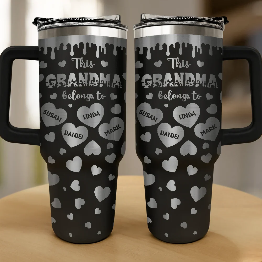 This Mom Grandma Belongs To Heart Icon - Personalized Engraved 40oz Tumbler - Image 2