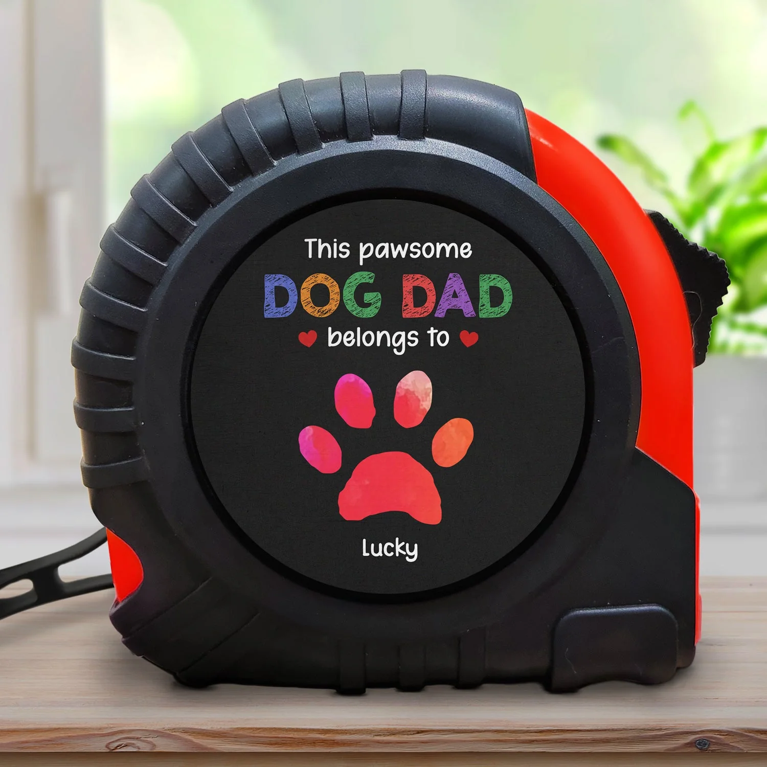 This Pawsome Dog Dad Cat Dad Belongs To - Gift For Fur Dad, Pet Lovers - Personalized Tape Measure - Image 2