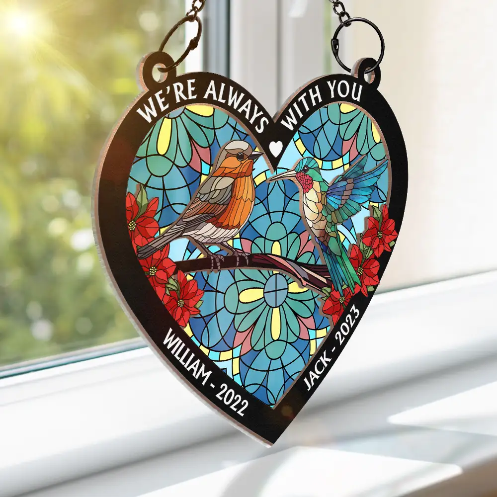 Those We Love Don't Go Away Memorial - Personalized Window Hanging Suncatcher Ornament - Image 3