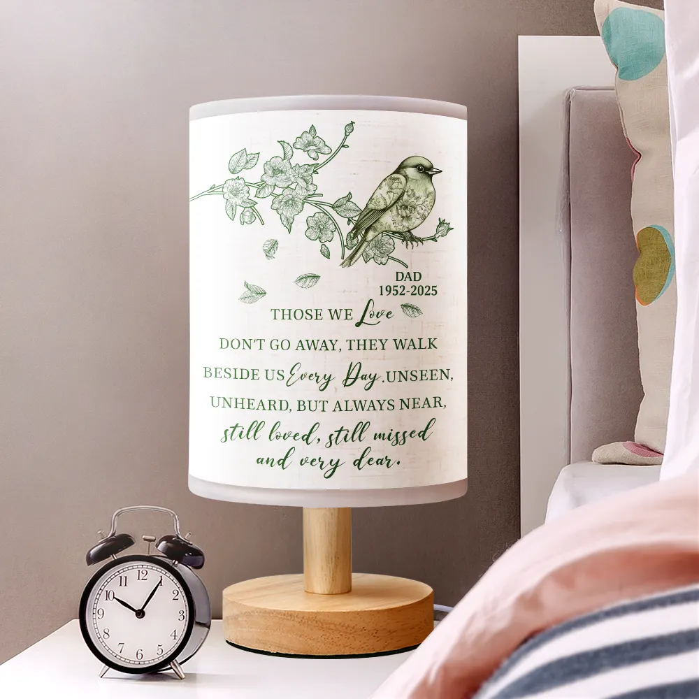 Those We Love Don't Go Away Toile Memorial Bird - Personalized Fabric Lamp - Image 2