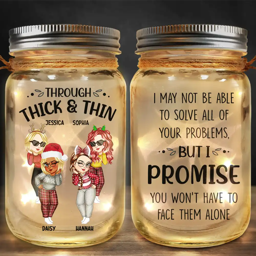 Through Thick & Thin I Promise Besties Turban Women - Personalized Mason Jar Light - Image 2