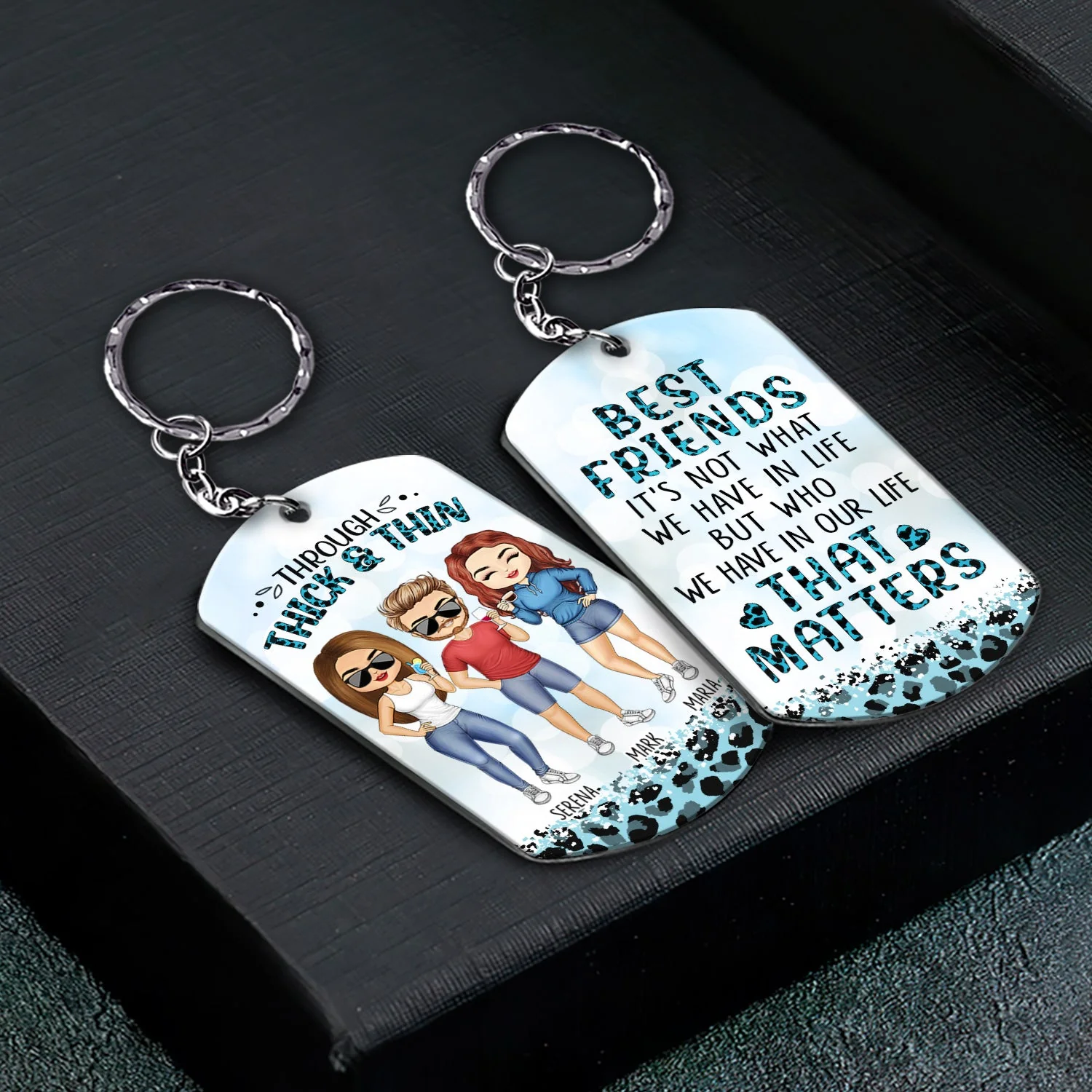Through Thick & Thin I Promise Chibi - Funny, Anniversary, Birthday Gift For Bestie, Friend, Sibling - Personalized Aluminum Keychain - Image 2