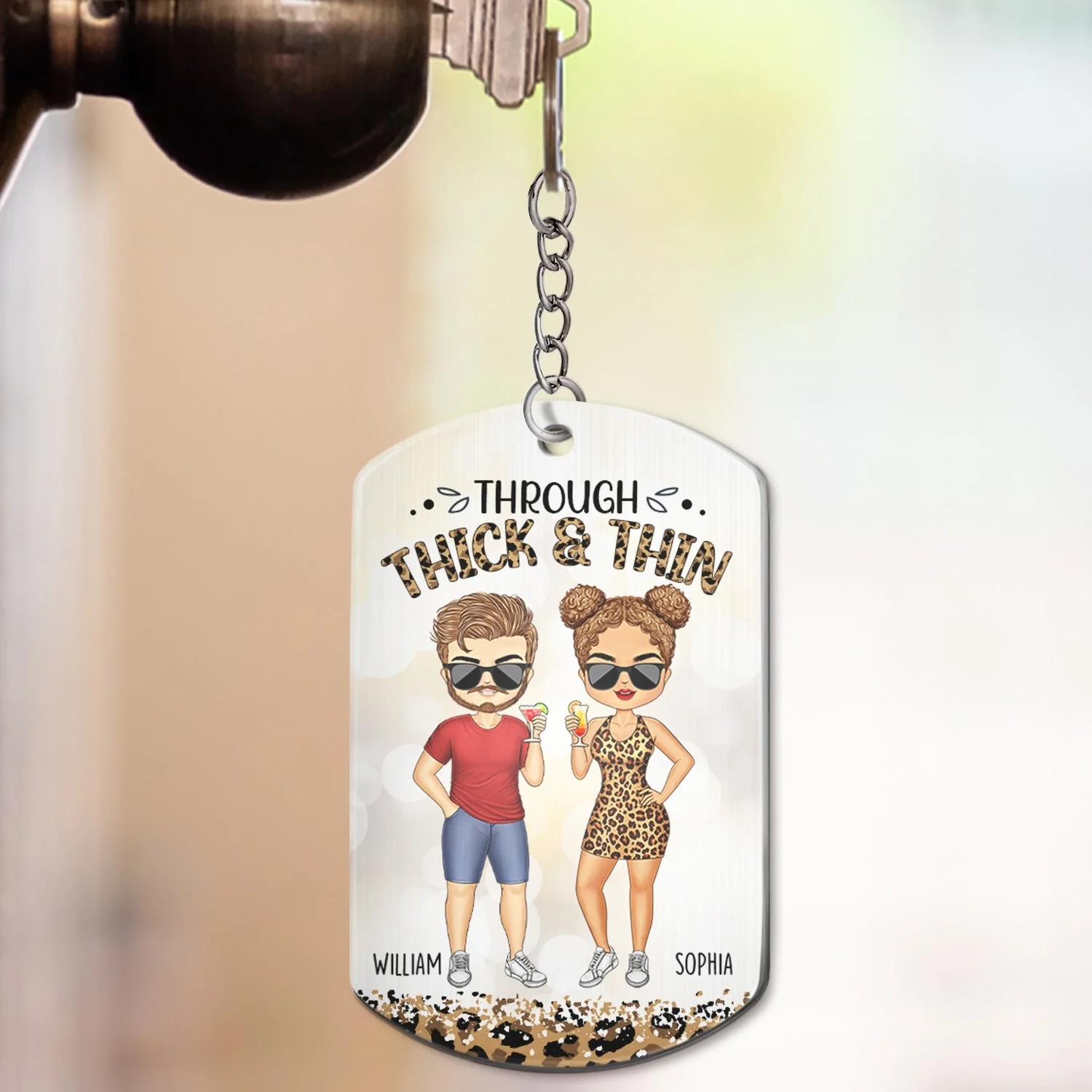 Through Thick & Thin I Promise Chibi - Funny, Anniversary, Birthday Gift For Bestie, Friend, Sibling - Personalized Aluminum Keychain - Image 3