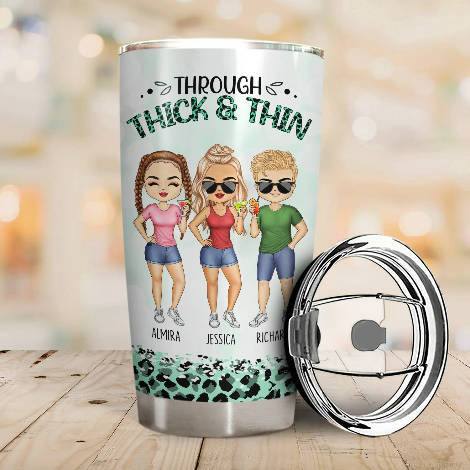 Through Thick & Thin I Promise Chibi - Funny, Anniversary, Birthday Gift For Bestie, Friend, Sibling - Personalized Tumbler - Image 2