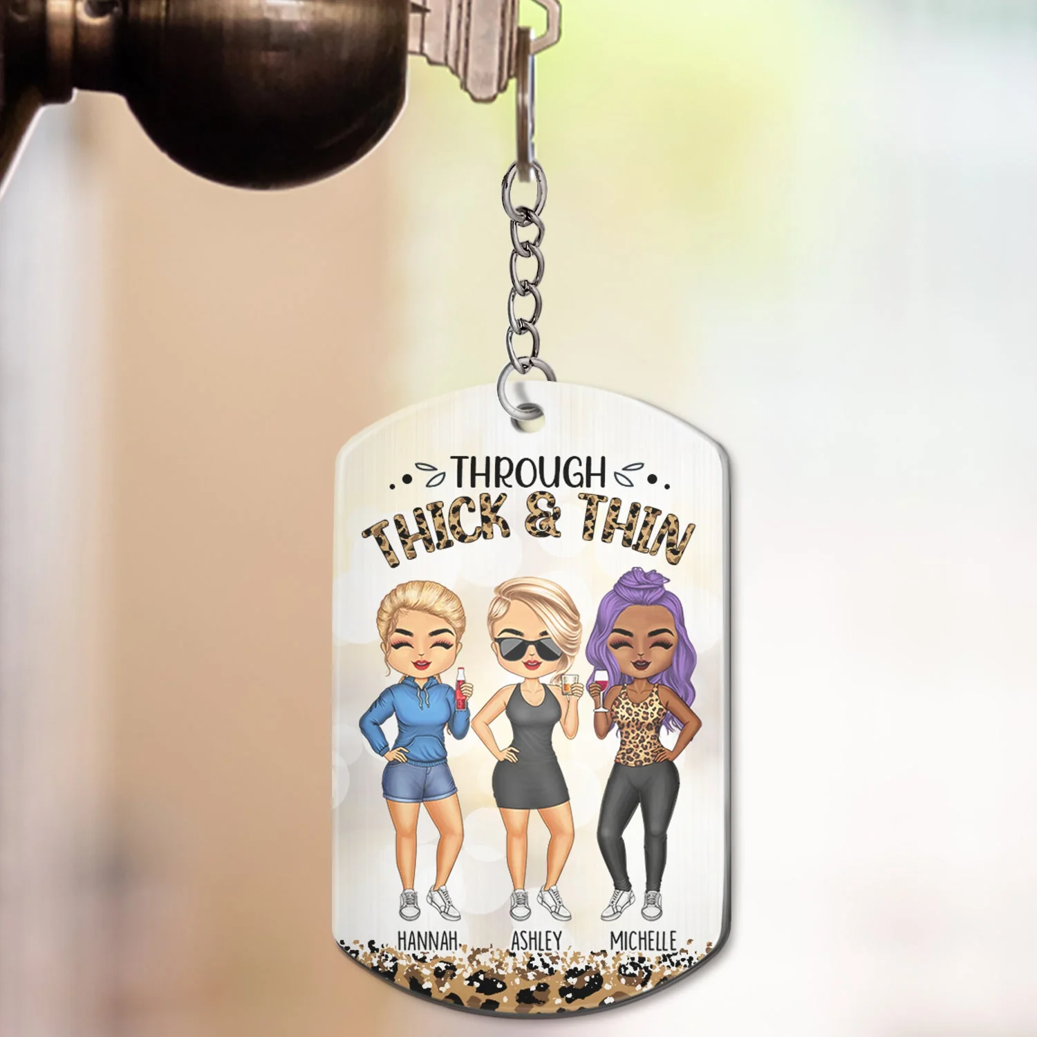 Through Thick & Thin I Promise Chibi - Funny, Anniversary, Birthday Gift For Girl, Friend, Sibling, Wife - Personalized Aluminum Keychain - Image 3