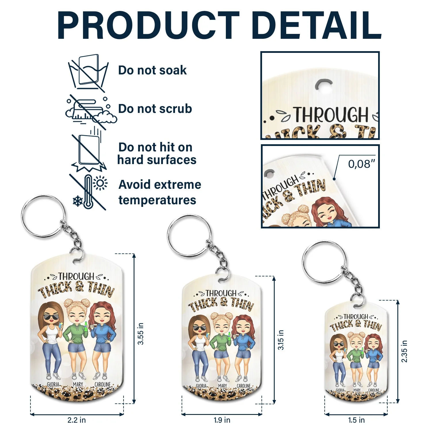 Through Thick & Thin I Promise Chibi - Funny, Anniversary, Birthday Gift For Girl, Friend, Sibling, Wife - Personalized Aluminum Keychain - Image 5