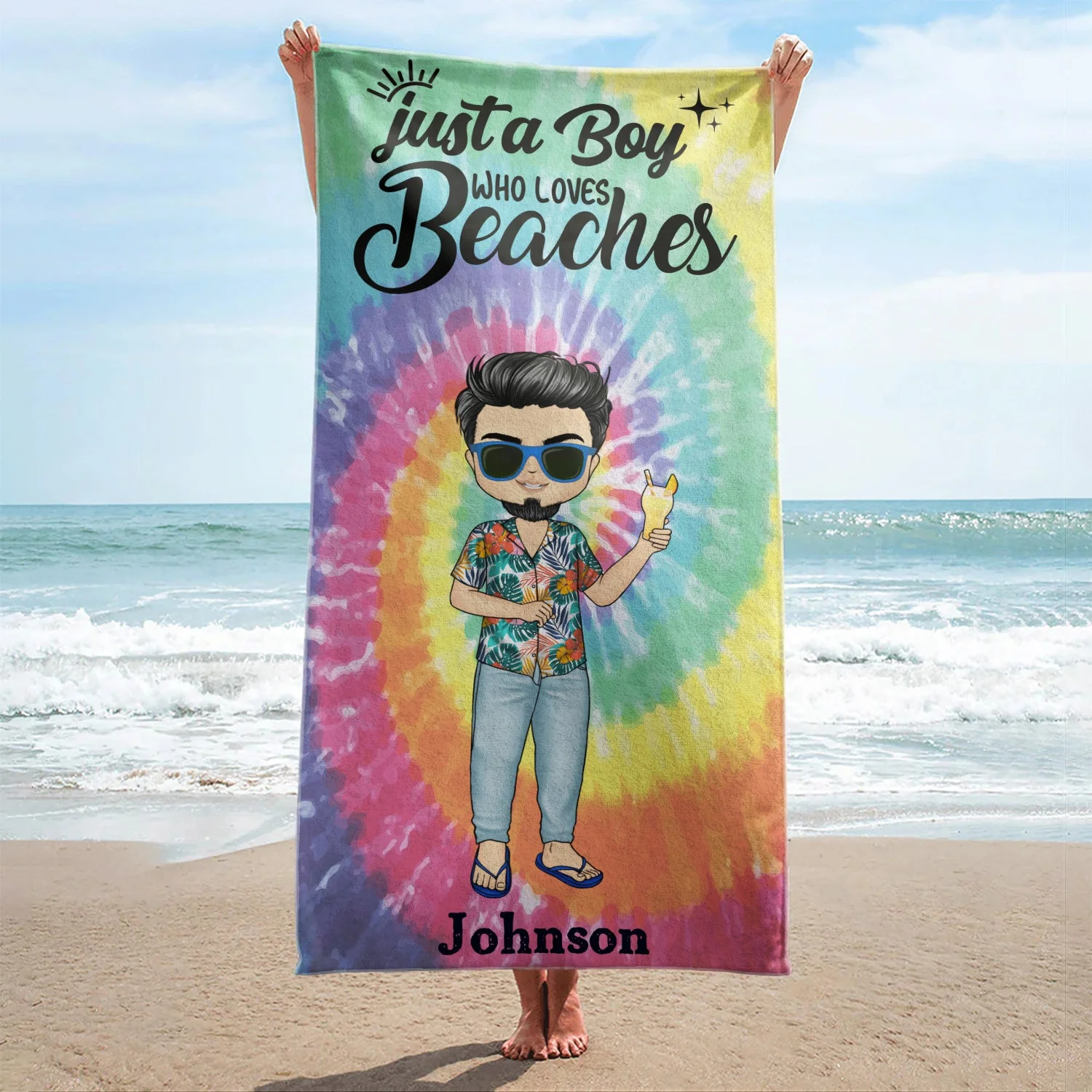 Tie Dye Life Is Better At The Beach - Birthday, Summer Gift For Him, Her, Yourself, Girlfriend, Boyfriend, BFF Best Friends, Traveling Lovers - Personalized Custom Beach Towel - Image 2