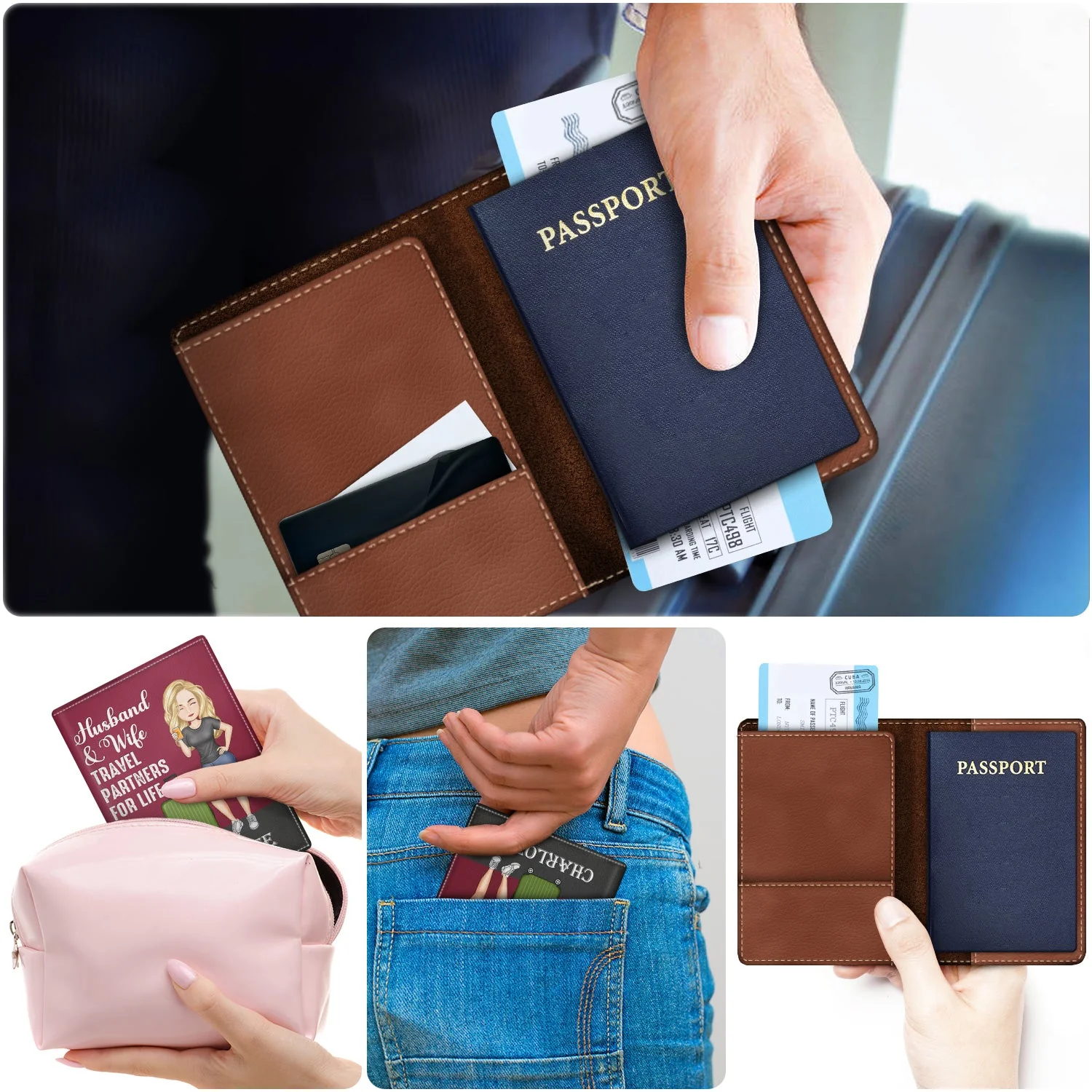 To A Lifetime Of Adventures Together Traveling Couple - Anniversary, Vacation, Funny Gift For Couples, Family, Husband, Wife - Personalized Custom Passport Cover, Passport Holder - Image 5