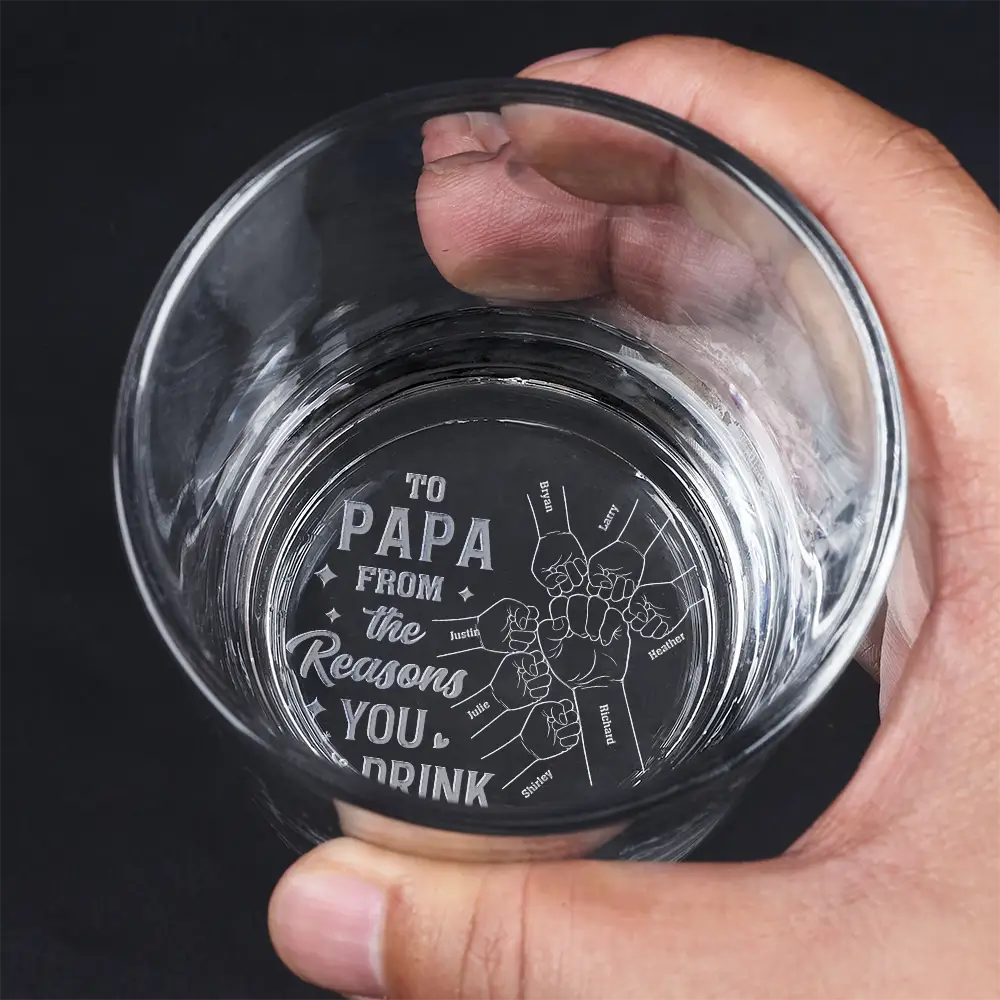 To Dad From The Reasons You Drink Fist To Fist - Personalized Engraved Whiskey Glass - Image 4
