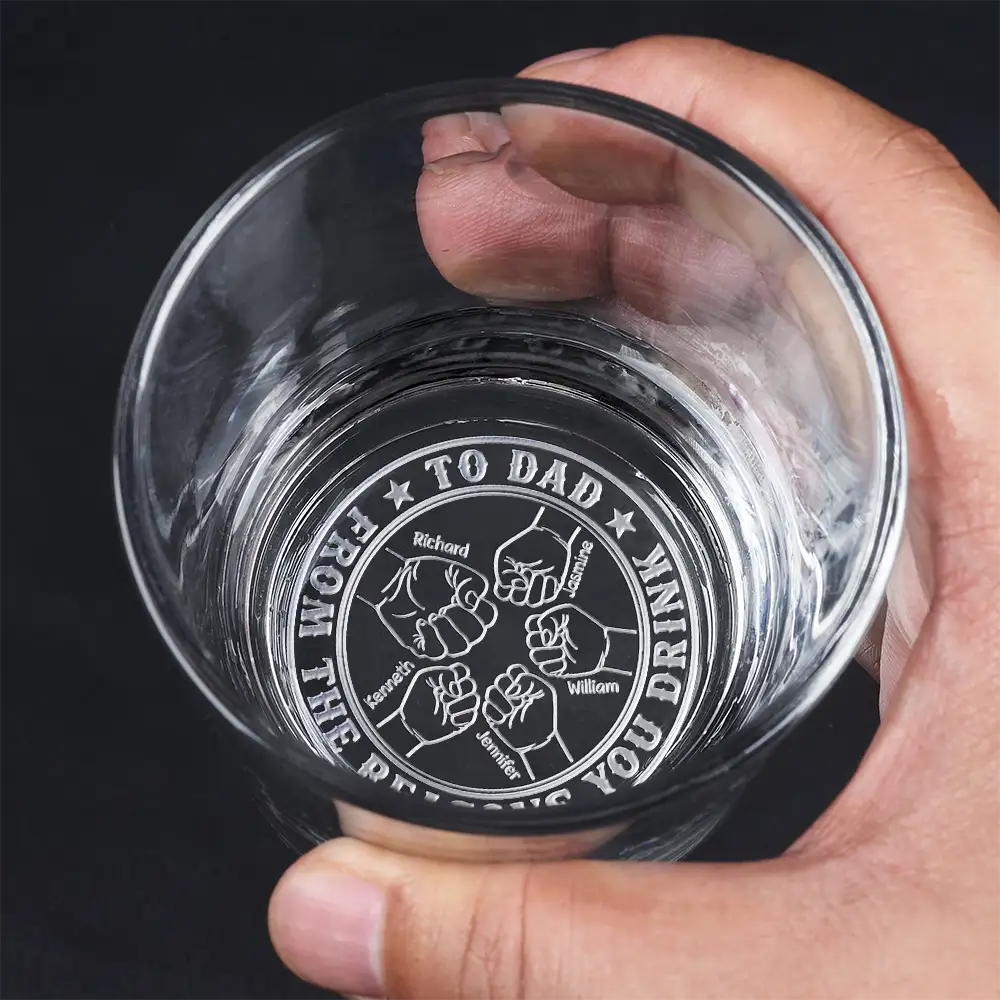 To Dad From The Reasons You Drink - Personalized Engraved Whiskey Glass - Image 4