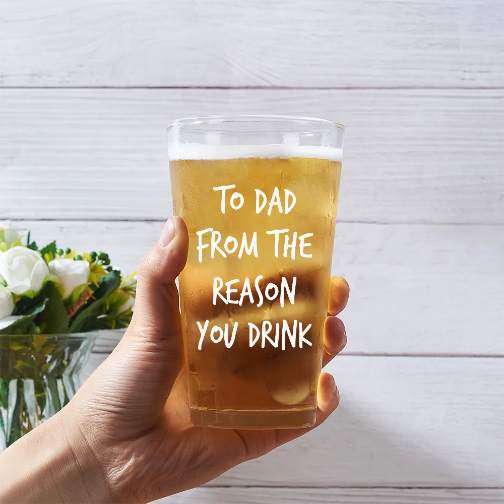 To Dad From The Reasons You Drink - Personalized Beer Glass - Image 3