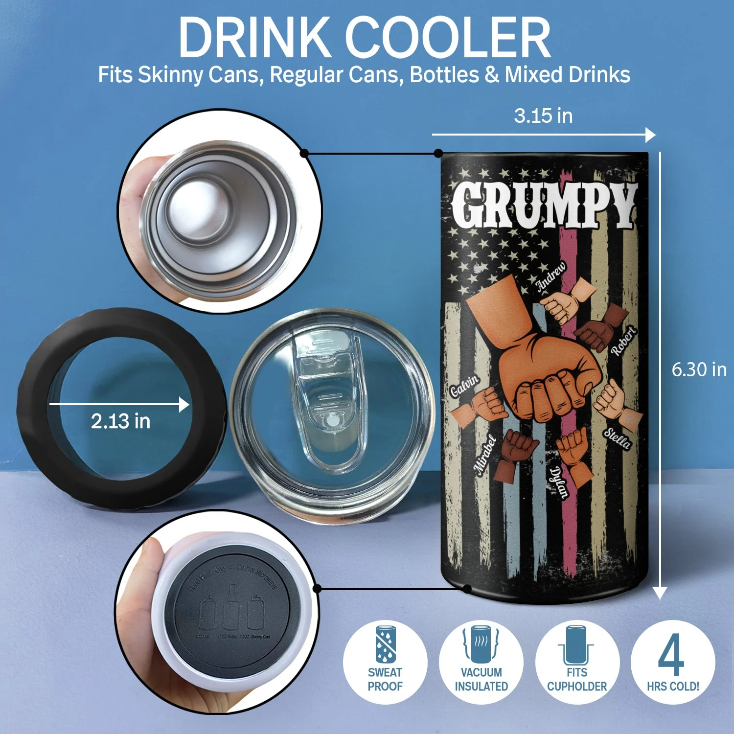 To Dad Reasons You Drink - Birthday, Loving Gift For Daddy, Father, Grandfather, Grandpa - Personalized Custom 4 In 1 Can Cooler Tumbler - Image 4