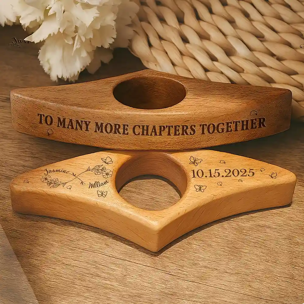 To Many More Chapter Together Couple Bookish Gift - Personalized Book Page Holder - Image 3