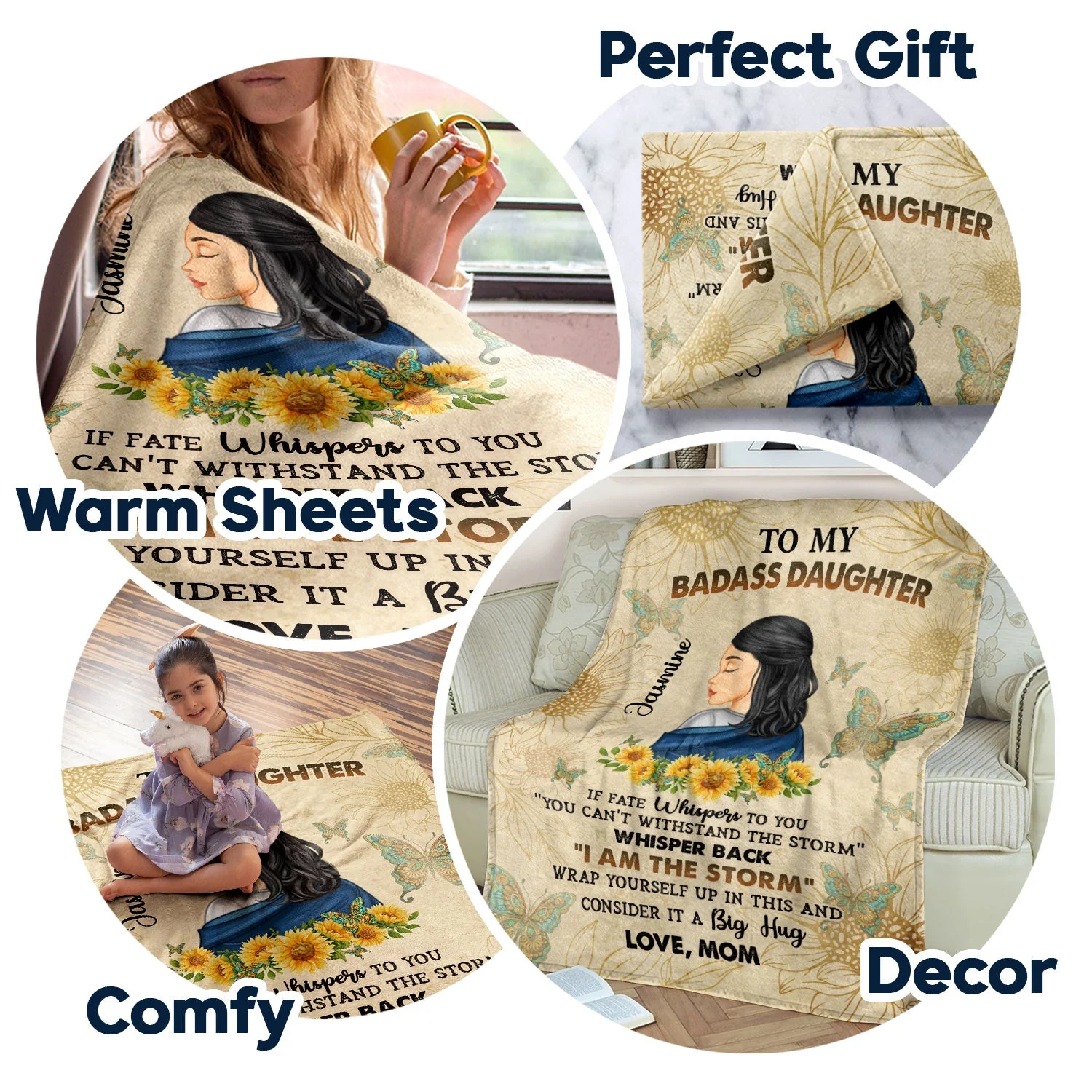 To My Badass Daughter - Gift For Women - Personalized Fleece Blanket, Sherpa Blanket - Image 7