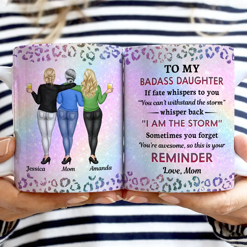 To My Badass Daughter - Personalized White Edge-to-Edge Mug - Image 2
