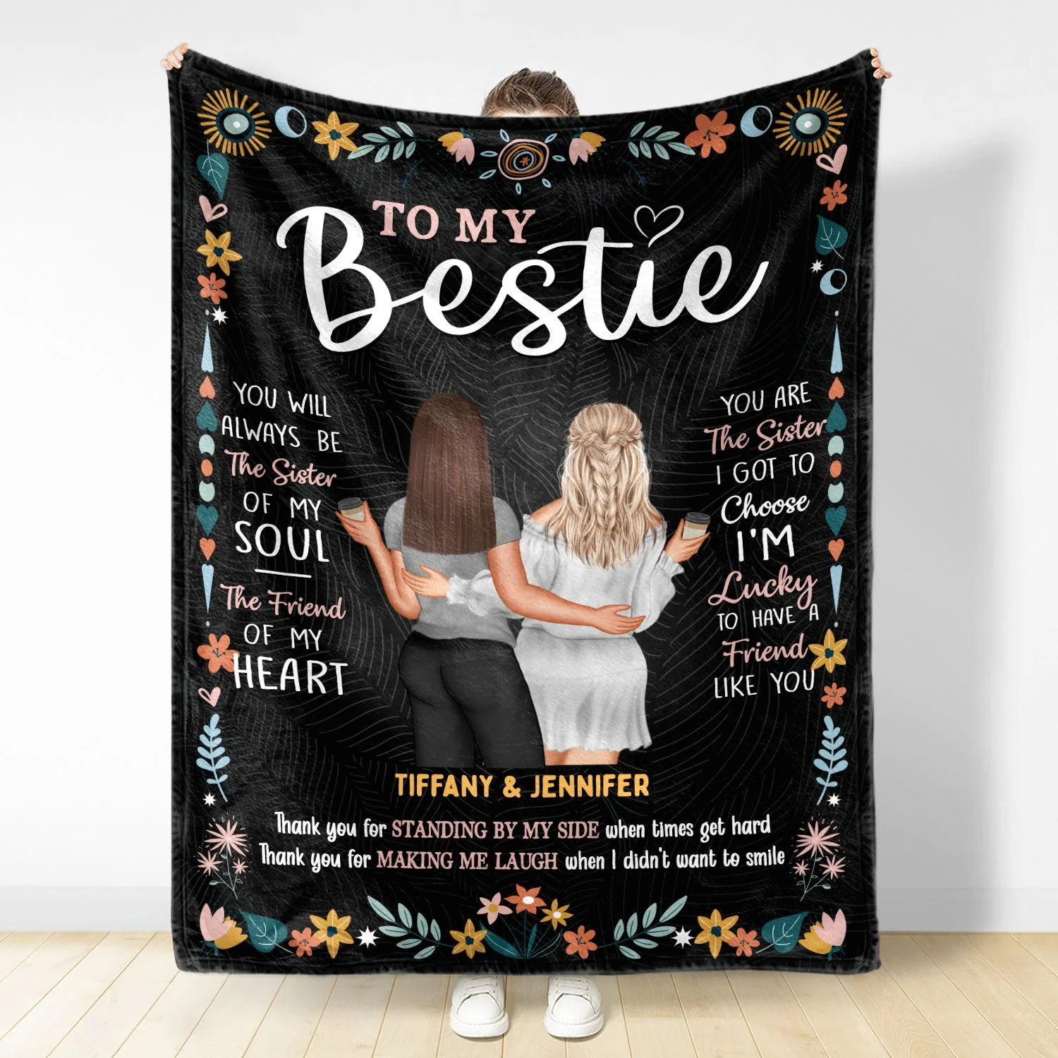 To My Bestie The Sister I Got To Choose - Gift For Bestie - Personalized Fleece Blanket - Image 2