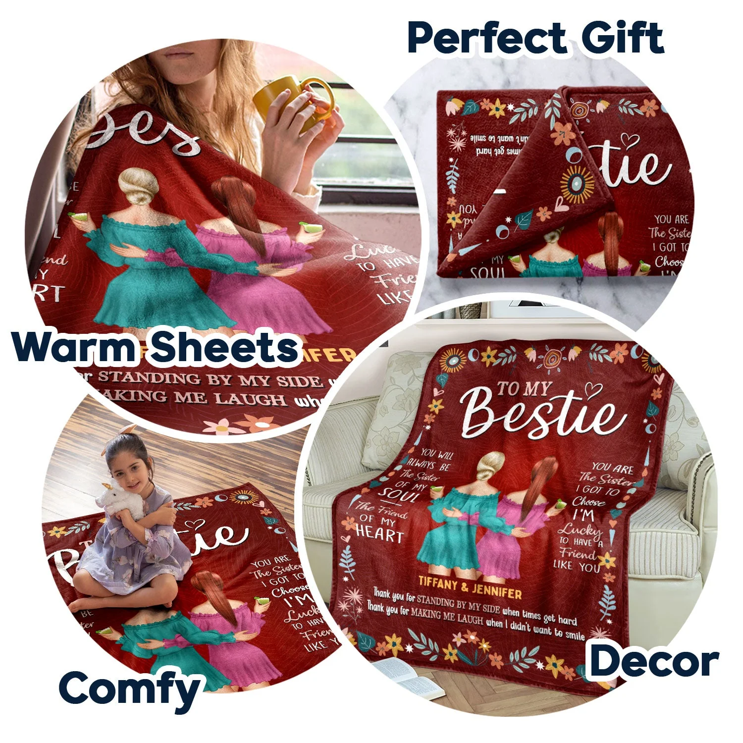 To My Bestie The Sister I Got To Choose - Gift For Bestie - Personalized Fleece Blanket - Image 5