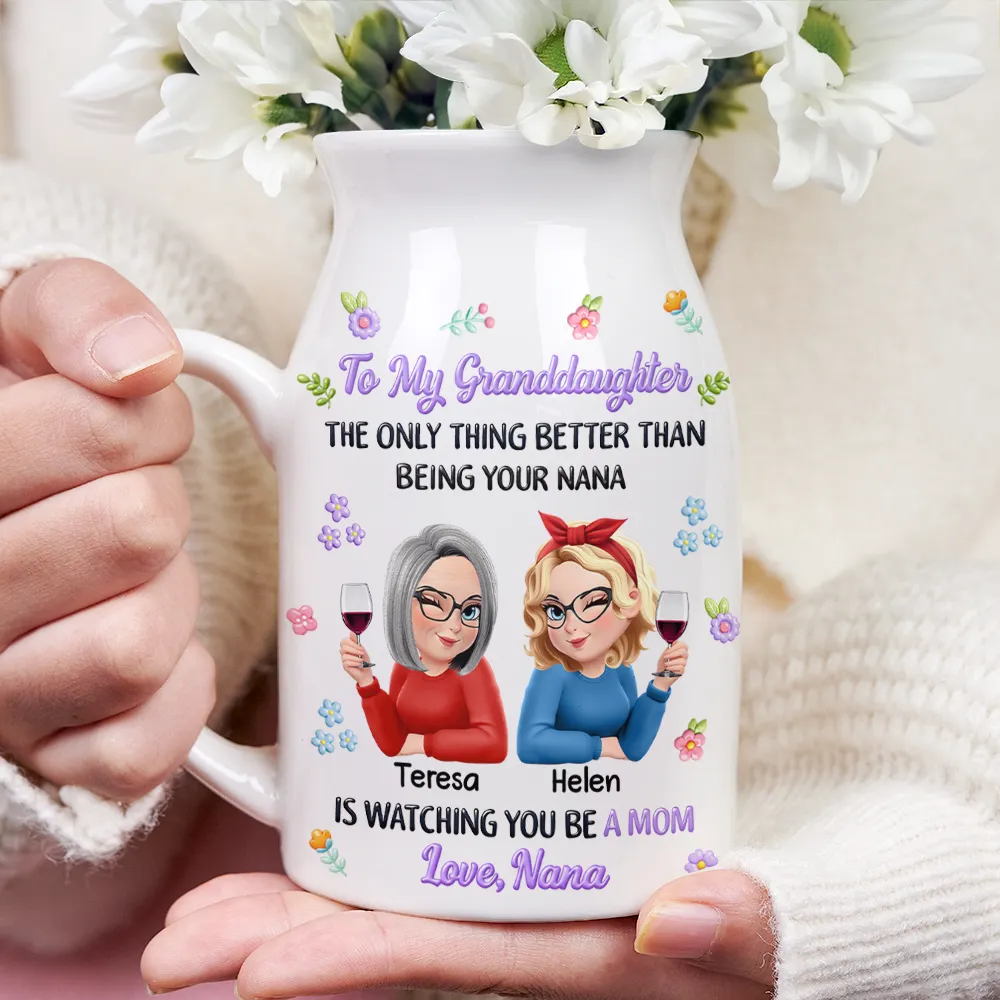 To My Daughter Granddaughter - Personalized Ceramic Flower Vase - Image 3