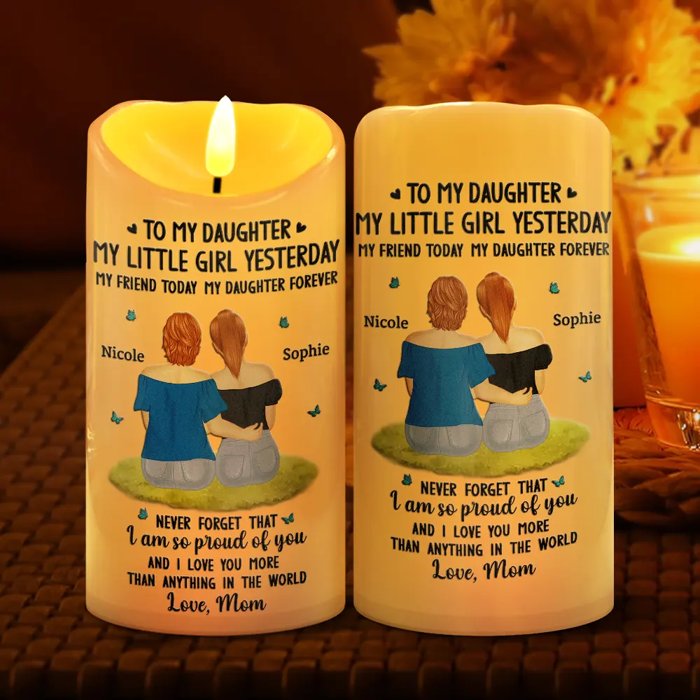 To My Daughter My Little Girl - Personalized Flameless LED Candle - Image 2